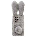 For Samsung Galaxy S25 Ultra 5G Cute Plush Rabbit TPU Phone Case(Light Grey)