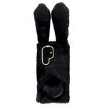 For Samsung Galaxy S23 Ultra 5G Cute Plush Rabbit TPU Phone Case(Black)