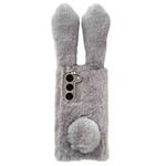 For Samsung Galaxy S23 5G Cute Plush Rabbit TPU Phone Case(Light Grey)