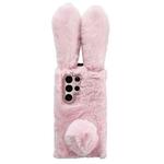 For Samsung Galaxy S22 Ultra 5G Cute Plush Rabbit TPU Phone Case(Pink)