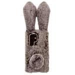 For Samsung Galaxy S22 Ultra 5G Cute Plush Rabbit TPU Phone Case(Brown)