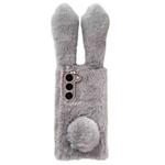 For Samsung Galaxy S22 5G Cute Plush Rabbit TPU Phone Case(Light Grey)