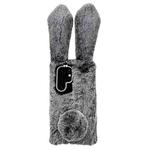 For Samsung Galaxy S21 Ultra 5G Cute Plush Rabbit TPU Phone Case(Dark Grey)