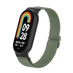 For Xiaomi Smart Band 9 / 8 Plastic Plug Plain Elastic Nylon Watch Band(Dark Green)