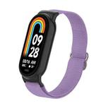 For Xiaomi Smart Band 9 / 8 Plastic Plug Plain Elastic Nylon Watch Band(Lavender)