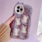 For iPhone 12 Pro Plush Cute Rabbit Full Coverage Phone Case(Purple)