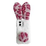 For iPhone 16 Plus Leopard Print Plush Rabbit TPU Phone Case(Red)