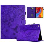 For iPad mini 5 / 4 / 3 / 2 / 1 Flowers and Bird Embossed Smart Leather Tablet Case(Purple)