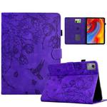 For Lenovo Tab M11 Flowers and Bird Embossed Smart Leather Tablet Case(Purple)