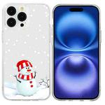 For iPhone 16 Pro Christmas Painted Pattern TPU Transparent Phone Case(Snowman)