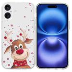 For iPhone 16 Plus Christmas Painted Pattern TPU Transparent Phone Case(Elk)