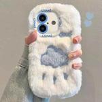 For iPhone 16 Plus Plush Embroidery Full Coverage Phone Case(White + Blue Cloud)