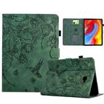 For Samsung Galaxy Tab A 10.1 T580 Flowers and Bird Embossed Smart Leather Tablet Case(Green)