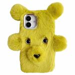 For iPhone 16 Plus Cute Plush Bear TPU Phone Case(Light Green)