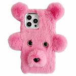 For iPhone 14 Pro Cute Plush Bear TPU Phone Case(Pink)