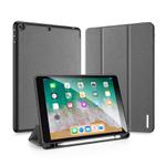 For iPad 9.7 inch(2017)/9.7 inch(2018)/iPad 6 DUX DUCIS Domo Series Horizontal Flip Magnetic PU Leather Case with Three-folding Holder & Pen Slot(Gray)