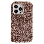 For iPhone 16 Pro Max Wool Fiber Plush TPU Phone Case(Coffee)