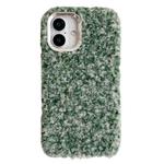 For iPhone 16 Wool Fiber Plush TPU Phone Case(Green)