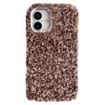 For iPhone 16 Wool Fiber Plush TPU Phone Case(Coffee)