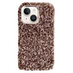 For iPhone 15 Plus Wool Fiber Plush TPU Phone Case(Coffee)