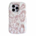 For iPhone 15 Pro Leopard Print Plush TPU Phone Case(Pink)