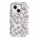 For iPhone 15 Leopard Print Plush TPU Phone Case(Coffee)