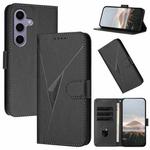 For Samsung Galaxy S25 5G Triangle Pattern Buckle Clasp Leather Phone Case(Black)
