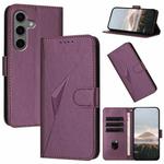 For Samsung Galaxy S25+ 5G Triangle Pattern Buckle Clasp Leather Phone Case(Dark Purple)