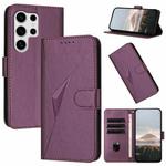 For Samsung Galaxy S25 Ultra 5G Triangle Pattern Buckle Clasp Leather Phone Case(Dark Purple)