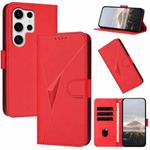 For Samsung Galaxy S25 Ultra 5G Triangle Pattern Buckle Clasp Leather Phone Case(Red)