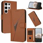 For Samsung Galaxy S25 Ultra 5G Triangle Pattern Buckle Clasp Leather Phone Case(Brown)