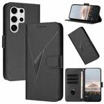 For Samsung Galaxy S25 Ultra 5G Triangle Pattern Buckle Clasp Leather Phone Case(Black)