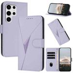 For Samsung Galaxy S25 Ultra 5G Triangle Pattern Buckle Clasp Leather Phone Case(Light Purple)