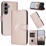 For Samsung Galaxy S24+ 5G Triangle Pattern Buckle Clasp Leather Phone Case(Rose Gold)