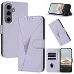 For Samsung Galaxy S24+ 5G Triangle Pattern Buckle Clasp Leather Phone Case(Light Purple)