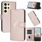 For Samsung Galaxy S24 Ultra 5G Triangle Pattern Buckle Clasp Leather Phone Case(Rose Gold)