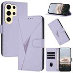 For Samsung Galaxy S24 Ultra 5G Triangle Pattern Buckle Clasp Leather Phone Case(Light Purple)