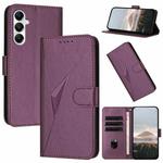 For Samsung Galaxy S24 FE 5G Triangle Pattern Buckle Clasp Leather Phone Case(Dark Purple)