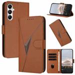 For Samsung Galaxy S24 FE 5G Triangle Pattern Buckle Clasp Leather Phone Case(Brown)