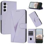 For Samsung Galaxy S24 FE 5G Triangle Pattern Buckle Clasp Leather Phone Case(Light Purple)