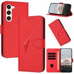 For Samsung Galaxy S23 5G Triangle Pattern Buckle Clasp Leather Phone Case(Red)