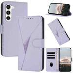 For Samsung Galaxy S23 5G Triangle Pattern Buckle Clasp Leather Phone Case(Light Purple)