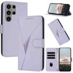 For Samsung Galaxy S23 Ultra 5G Triangle Pattern Buckle Clasp Leather Phone Case(Light Purple)