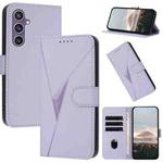 For Samsung Galaxy S23 FE 5G Triangle Pattern Buckle Clasp Leather Phone Case(Light Purple)