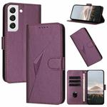 For Samsung Galaxy S22 5G Triangle Pattern Buckle Clasp Leather Phone Case(Dark Purple)