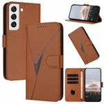 For Samsung Galaxy S22 5G Triangle Pattern Buckle Clasp Leather Phone Case(Brown)