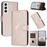 For Samsung Galaxy S22 5G Triangle Pattern Buckle Clasp Leather Phone Case(Rose Gold)