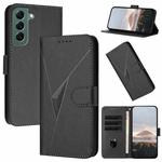 For Samsung Galaxy S22+ 5G Triangle Pattern Buckle Clasp Leather Phone Case(Black)