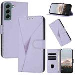 For Samsung Galaxy S22+ 5G Triangle Pattern Buckle Clasp Leather Phone Case(Light Purple)