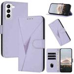 For Samsung Galaxy S21 5G Triangle Pattern Buckle Clasp Leather Phone Case(Light Purple)